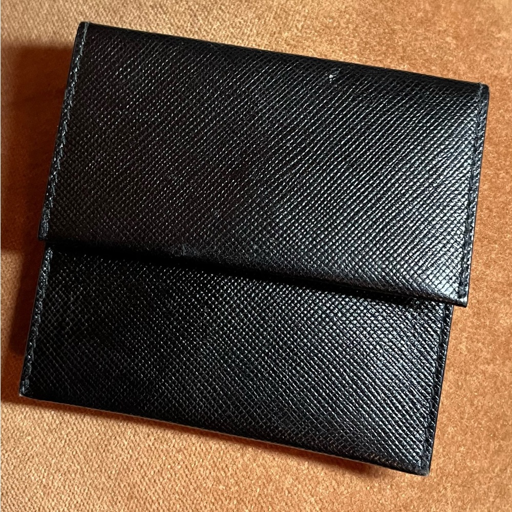 Prada black leather small change purse